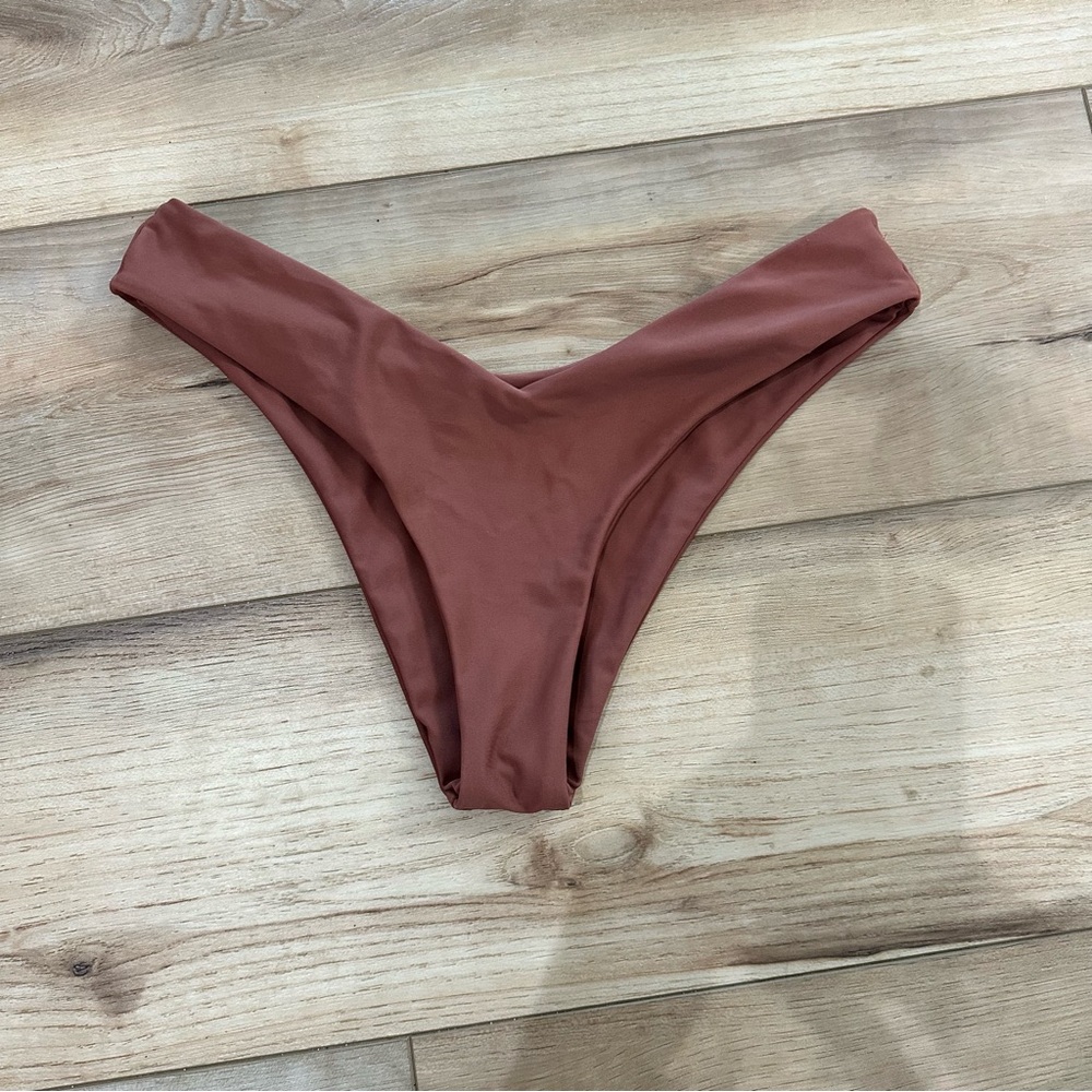 Zafal Dark Rose Low V Front Bikini Bottom Small